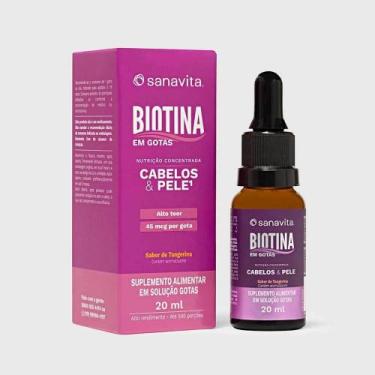 Imagem de Biotina em Gotas Cabelo e Pele Sabor Tangerina 20ml Sanavita
