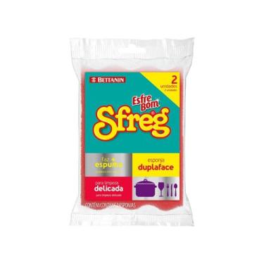 Imagem de Esponja Sfreg Dupla Face Limpeza Delicada - Bettanin, 2 Unidades