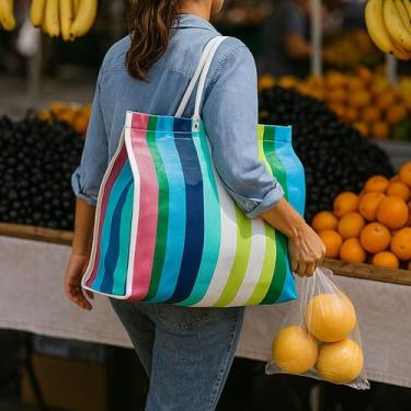 Imagem de Sacola Reutilizavel Feira E Mercado Nylon Super Resistente - Dasshaus 