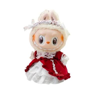 Imagem de Boneca Labubu De 38cm Com Vestido De Noiva Fofo E Roupinhas Decorativa