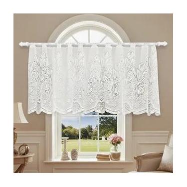 Imagem de Cortina Renda Cascata Bando Reta Veneza Cozinha 0,60X3,00 - Beija Flor