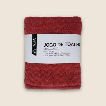 Imagem de Jogo de Toalha com 2 Peças Midelt Algodão Vermelho - A\CASA