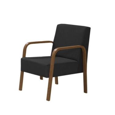 Imagem de Poltrona Decorativa Jade 1 Lugar Braço Madeira Suede D Salla