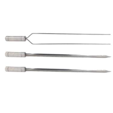 Imagem de 3x Espetos Para Churrasco Inox Espada e Duplo Lâmina 80cm - INOX LAURI