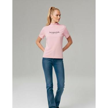 Imagem de Camiseta Manga Curta Feminina Silkada Aéropostale, Rosa claro, GG