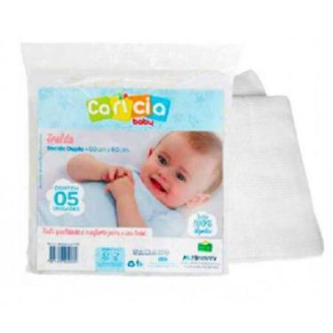Imagem de Fralda de Pano Carícia 60cm x 60cm - 5 unidades Branca - Caricia , Bra