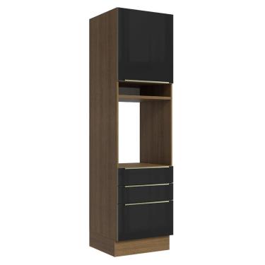 Imagem de Torre Quente 60 Cm 1 Porta 3 Gavetas Rustic/preto Lux Madesa Rustic/preto