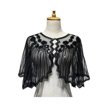 Imagem de Acessório De Vestido Vintage Dos Anos 1920: Xale Curto Com Lantejoulas
