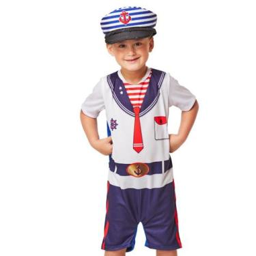 Imagem de Fantasia Marinheiro Infantil Menino Roupa Carnaval com Cap - Fantasia 
