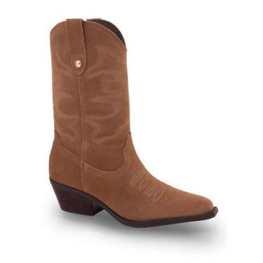 Imagem de Bota Western Couro Camurca Bottero 347706 Feminina - Castanho, Castanh