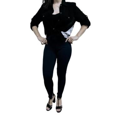 Imagem de Calça Legging Plus Size HR Fitness Linha Silver Barra Ziper, Preto, G6
