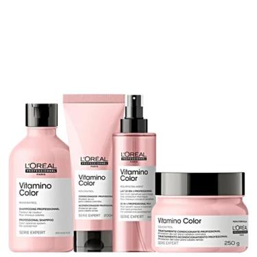 Imagem de Kit Loréal Vitamino Color Shampoo+ Cond+ Másc pq+ Leavein - Loréal Pro