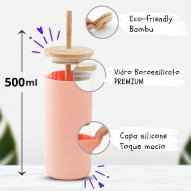 Imagem de Copo de Vidro E Silicone C Tampa e Canudo - HOME-NEW, BEGE