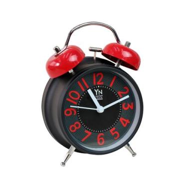 Imagem de Relógio despertador de  mesa metal 16,5cm - Imporiente, Vermelho