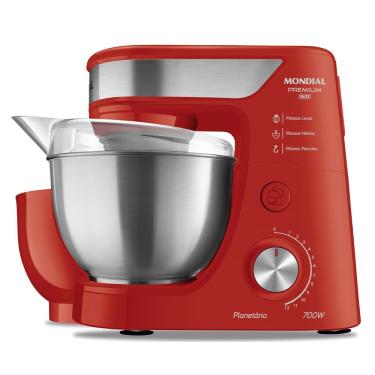 Imagem de Batedeira Planetária Premium Mondial BP-02P-R-TI 4,5L 700W 12 Velocidades Vermelho Inox 110V