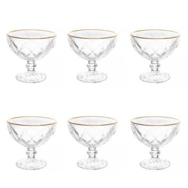 Imagem de Taças De Vidro Com Fio De Ouro Para Sobremesa 6 Peças 250 Ml Diamonds 