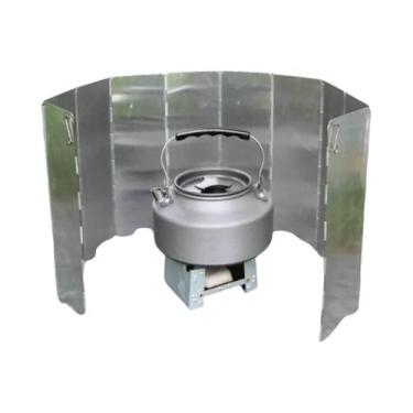Imagem de Escudo de Vento Portátil de Alumínio para Fogão a Gás - Ideal para Cam