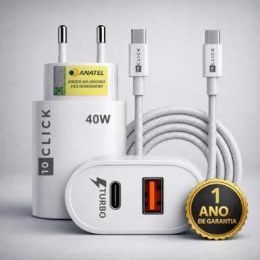 Imagem de Carregador Turbo 40W Compatível iPhone 17 16 15 iPad USB-C PD Dupla Saída