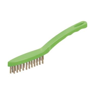 Imagem de Escova de Aço com Cabo 3 Carreiras 3 Fileiras Aço Latonado Limpeza Pesada Inox Condor