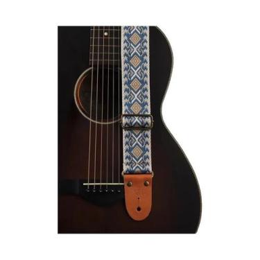Imagem de Correia De Guitarra Ajustável Em Couro Bordado Para Guitarra Elétrica 