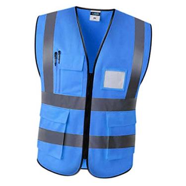 Imagem de dailymall Colete refletivo premium de segurança impermeável sem mangas - azul, 2GG