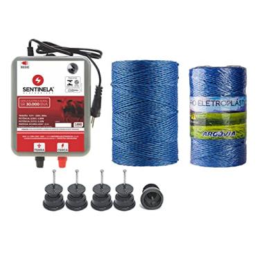 Imagem de Eletrificador Cerca Elétrica Rural + 750m Fio + Isolador 30 mm (FIO TRANÇADO)