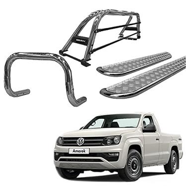 Imagem de Kit Quebra Mato+Estribo ALUMIN +Santo DUPLO AMAROK CS CROMO