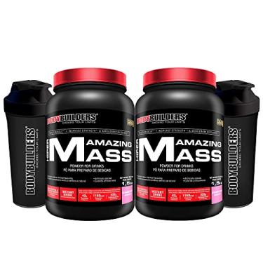 Imagem de KIT 2x HIPERCALÓRICO Hiper Amazing Mass 1,5 kg + 2x Coqueteleiras - Bodybuilders Sabor Morango