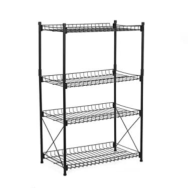 Imagem de Carrinho de cozinha fino para armazenamento de prateleiras, organizador de armazenamento deslizante, suporte de carrinho utilitário para cozinha, banheiro, 3/4 prateleiras de vegetais para cozinhas (cor: preto 4 camadas)