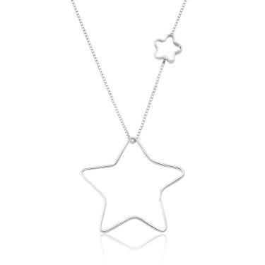 Imagem de Colar Duas Estrelas Em Prata De Lei 925 Com Garantia