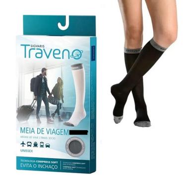Imagem de Meia 3/4 para Viagem Sigvaris Traveno 170 Fechada