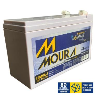 Imagem de Bateria Estacionária Recarregável com Saída de 12V 7Ah Ideal Para Máquinas com Partida Elétrica