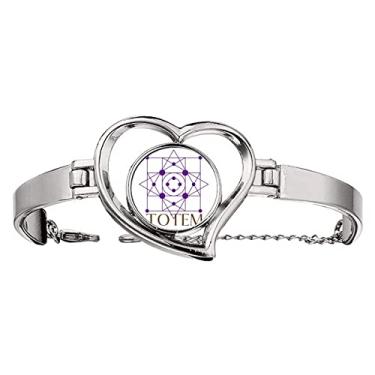 Imagem de N/A N/A Pulseira de linha quadrada circular central coração joia fio bracelete, medium, metal