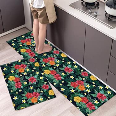 Imagem de youyoucool Tapetes de cozinha coloridos para o chão, antiderrapante, conjunto de tapetes de cozinha e tapetes de cozinha de fazenda - 1 peça 40 x 61 cm