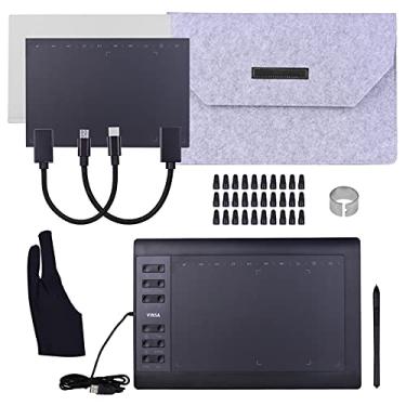 Imagem de Wemay Tablet profissional de desenho gráfico de 10x6 polegadas 12 teclas expressas com 8192 níveis Stylus sem bateria / 30pcs Nibs/Pen Clip / 2pcs Cabo OTG/Filme de cópia/Filme para sentir as mã