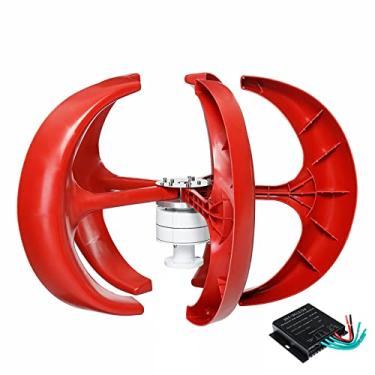 Imagem de 1000W Sem ruído Gerador de turbina eólica vertical, 12V 24V 48V Kit de turbina de energia eólica portátil com controlador para uso residencial (vermelho),12v