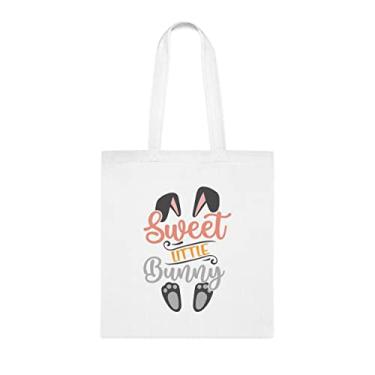 Imagem de Sacola Sweet Little Bunny, presente para amantes de coelhos, bolsa de ombro de coelho, sacos reutilizáveis de coelho, ideia de presente de cesta de Natal de, Branco