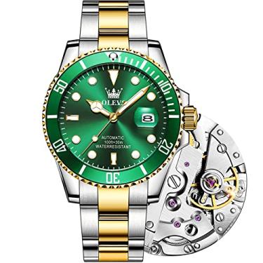 Imagem de 【Atualização】 OLEVS Relógios automáticos masculinos, relógio mecânico clássico de negócios com corda automática, com data, bisel rotativo unidirecional de luxo, impermeável, grande