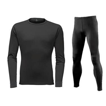 Imagem de Roupa Térmica Segunda Pele ExtremeThermo Frio Intenso Conjunto Calça+Blusa Tudo Flanelado Aquecimento Máximo (GG, Preto)