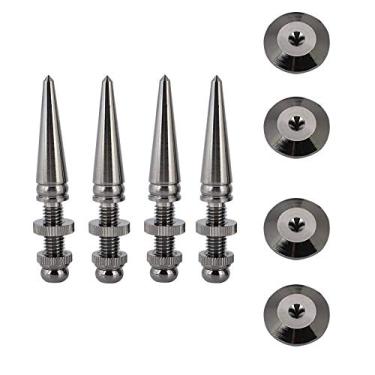 Imagem de Richer-R Kit de almofada de espigão de alto-falante, 4 pares de alto-falante de cobre puro à prova de choque com ponta de pé subwoofer base de suporte de pé, spikes de isolamento de alto-falante