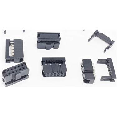 Imagem de Acessórios para PC – Conectores Pro Pacote com 50 unidades 2X5 10P 2,54 mm Duas fileiras de soquetes IDC para cabo de fita plana de passo de 1,27 mm, conector fêmea FC de 10 pinos