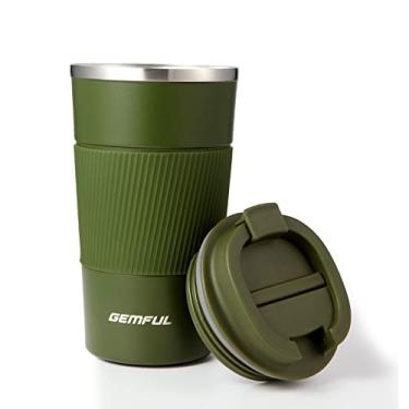 Imagem de GEMFUL Caneca de Viagem de 500 ml à Prova de Vazamento de Aço Inoxidável com Tampa Isolada para Bebidas Quentes e Frias