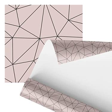 Imagem de Papel De Parede Adesivo Rosa e Preto Geométrico 2,80m