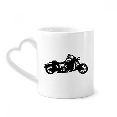 Imagem de Caneca com estampa de ilustração preta de motocicleta café cerâmica copo de coração de vidro