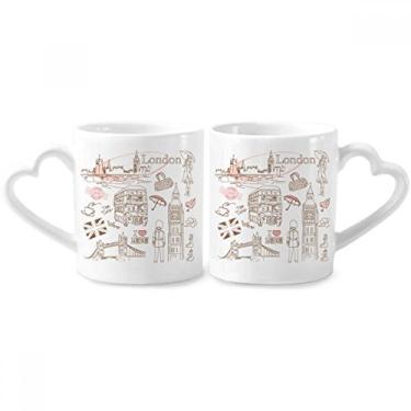 Imagem de Conjunto de canecas de porcelana I Love London Britain Big Ben Bus Couple Ceramic Lover Cup Heart Handle