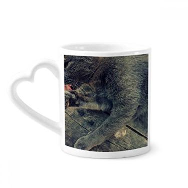 Imagem de Caneca de fotografia de gato cinza com estampa de animal caneca de café cerâmica copo de coração de vidro