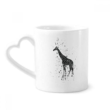 Imagem de Girafa mexicana simples caneca preta e branca café cerâmica copo de coração de vidro