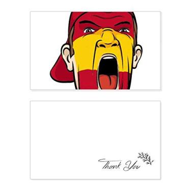 Imagem de Bandeira da Espanha Maquiagem Facial Cabeça Gritando Boné Cartão de Agradecimento Papel de Aniversário Saudação Casamento Apreciação