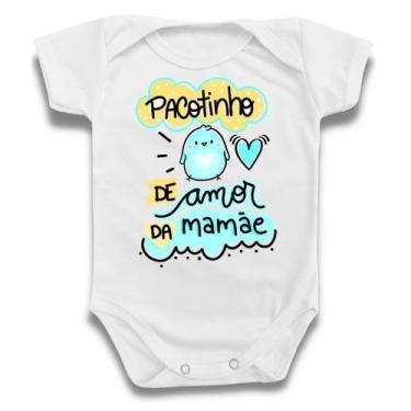 Imagem de Body Bebê Pacotinho Amor Mamãe Menino Azul Gestante Presente - Borizin