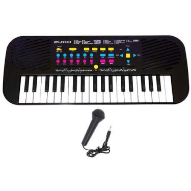 Teclado Musical E Microfone Brinquedo Infantil Branco Dmtoys